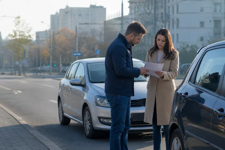 Mașini avariate după un accident auto